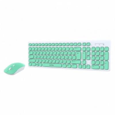 Клавиатура беспроводная + мышь Smartbuy SBC-250288AG-WG, бело-зелёный