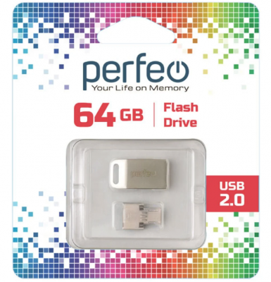 USB накопитель 64GB M05 Metal Series + OTG reader Perfeo