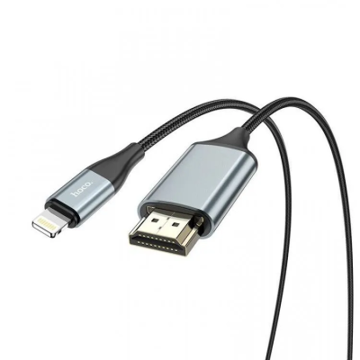 Кабель-переходник Hoco UA15 HDMI на Lightning 2 м, серый металлик*