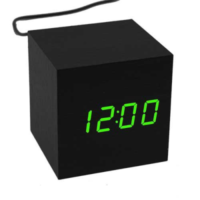 Настольные часы VST 869-4, корпус черный, цифры ярко-зеленые