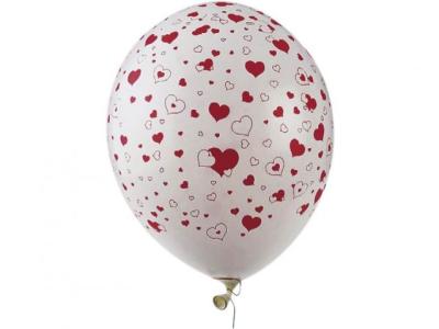 Надувные шарики с рисунком Сердечки 50 штук Everts, 610223F