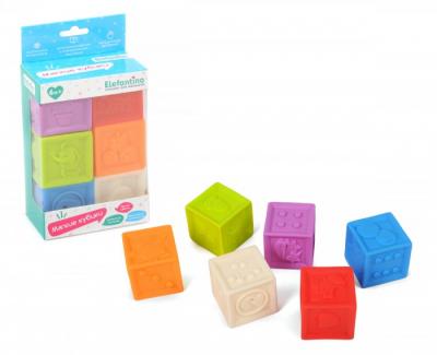 Развивающая игрушка Elefantino Мягкие кубики с выпуклыми элементами 6 штук
