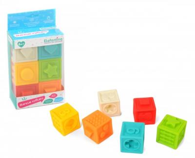 Развивающая игрушка Elefantino Мягкие кубики с выпуклыми элементами 6 штук