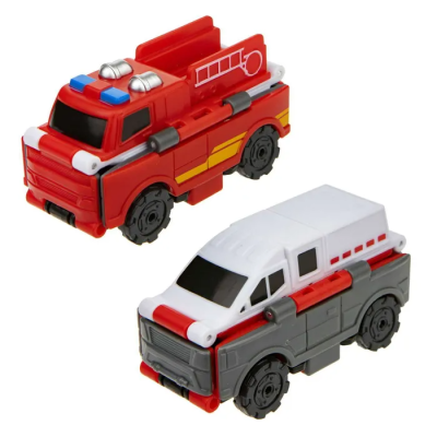 Машинка 2 в 1 1Toy Transcar Double: Пожарный автомобиль - Траспортная полиция, 8 см, Т21869