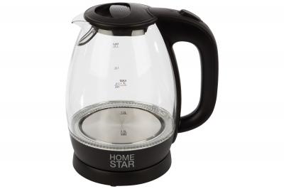 Чайник HomeStar HS-1012 1.7 л, стекло/пластик, черный