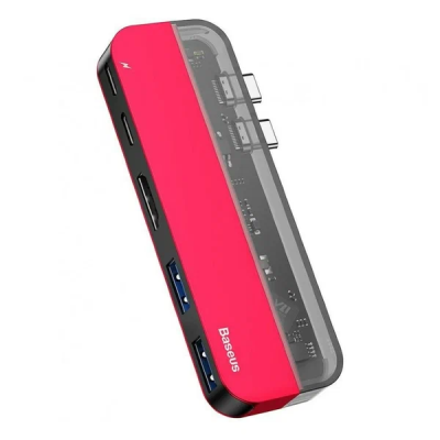USB-концентратор Baseus CAHUB-TS09 Type-C, красный*