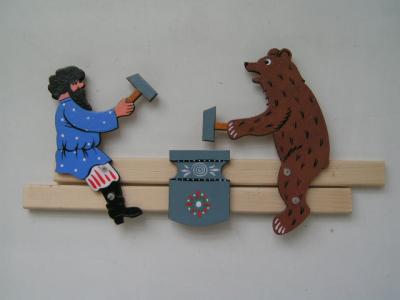 Богородская игрушка Кузнецы: Мужик и медведь, 8764