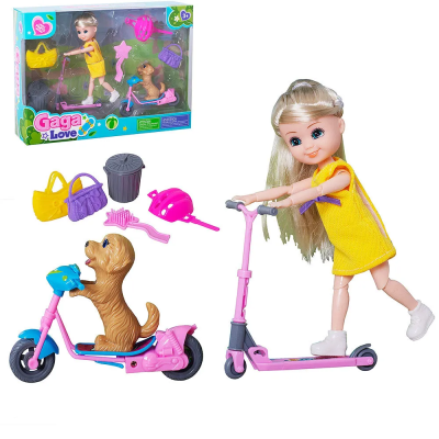 Детский набор кукла Малышка на самокате с питомцем, 53806 zal