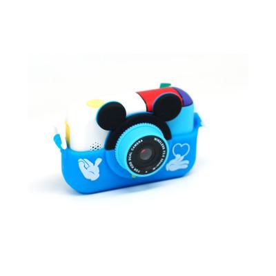 Детский фотоаппарат с селфи обьективом + чехол мышонок синий