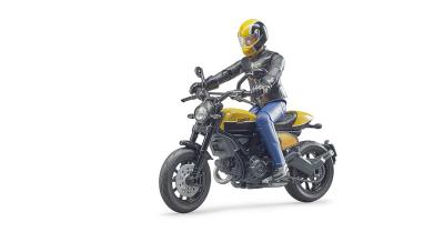 Мотоцикл Ducati Scrambler желтый с фигуркой Bruder, 63053
