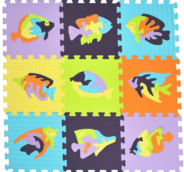 Коврик-пазл Мозаика с рыбами 9 элементов