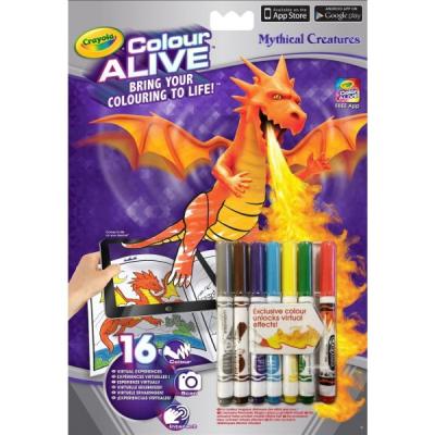 Интерактивная раскраска Crayola Colour Alive Драконы с фломастерами, 95-1051