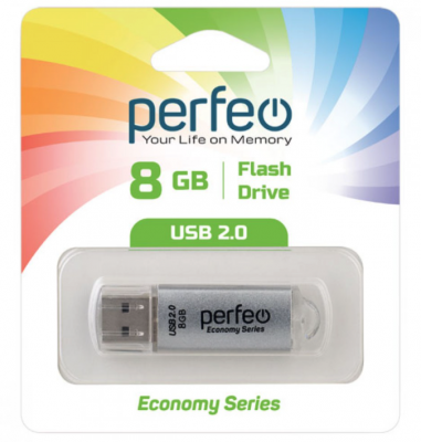 USB накопитель 8GB E01 Silver economy series Perfeo