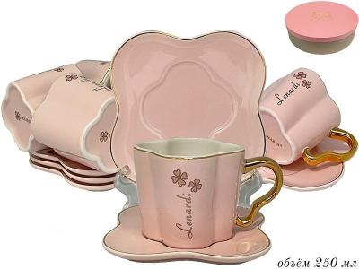 Чайный набор 12 предметов 250 мл, в подарочной упаковке, розовый