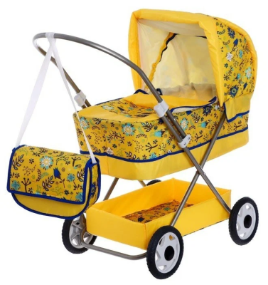 Коляска кукольная №13 Ясюкевич Цветы на желтом фоне
