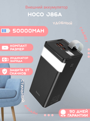 Внешний аккумулятор Hoco J86A 50000mAh, черный