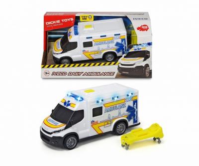 Игрушка Dickie Toys Машинка скорой помощи Iveco Daily с носилками свет/звук 18 см