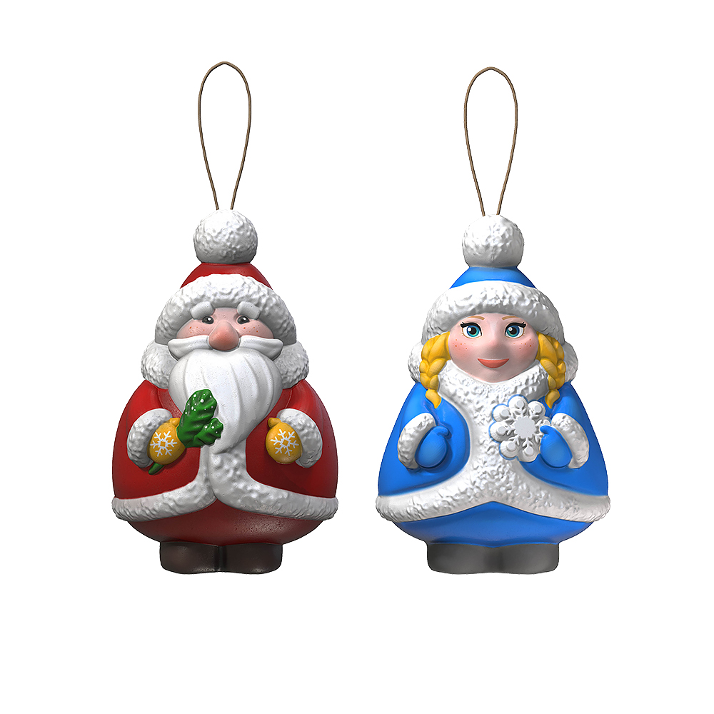 Набор для творчества LORI Роспись ёлочных игрушек Дед Мороз и Снегурочка 3D Art