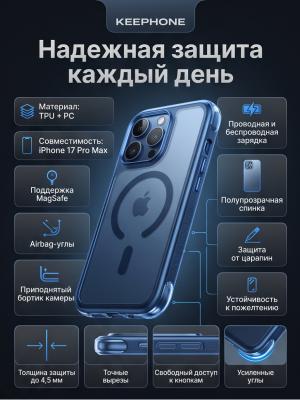 Чехол накладка для 17 Pro Max KEEPHONE MONICA AIRBAG темно-синий