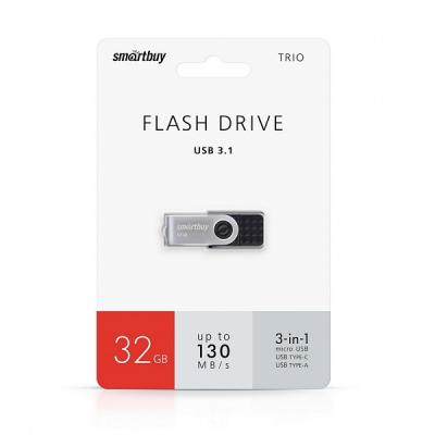 USB-накопитель Smartbuy Trio 32GB, черный