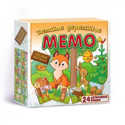 Настольная игра Мемо детское деревянное Лесные жители