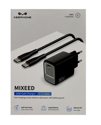 Зарядное с кабелем Type-C KEEPHONE MIXEED KP-EB007 30W черный Зарядное с кабелем Type-C KEEPHONE MIXEED KP-EB007 30W черный