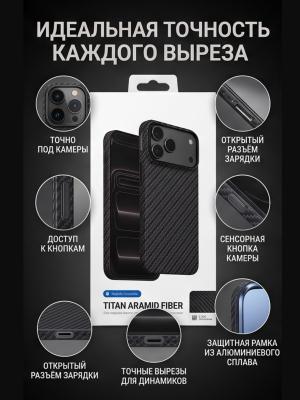 Чехол накладка арамидный для 17 Pro Max/18 Pro Max KEEPHONE KEVLAR TITAN FIBER черный