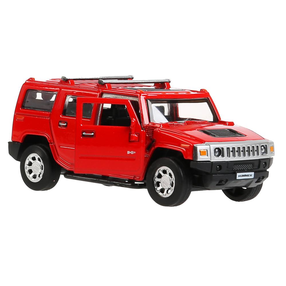 Машина металлическая инерционная Технопарк Hummer H2, 12 см, красная, двери открываются