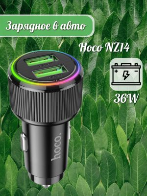 Автомобильная зарядка Hoco NZ14 36W черный