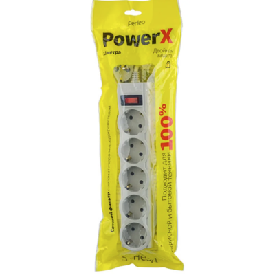 Сетевой фильтр Perfeo PowerX 5 гнезд 1.8m серый