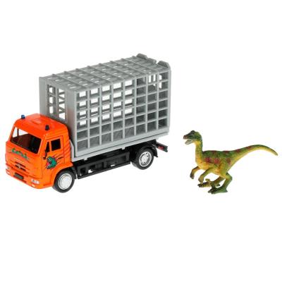 Машинка металлическая инерционная Технопарк КАМАЗ с Динозавром 14 см