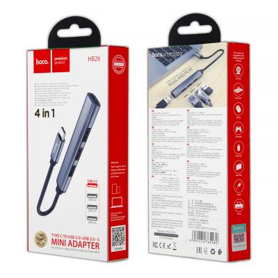 HUB HB26 Type-C на USB 3.0 + 3 USB 2.0 серый