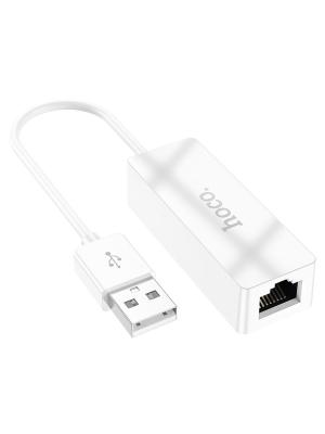 Сетевой адаптер переходник Hoco UA22 USB-A to RJ45, белый