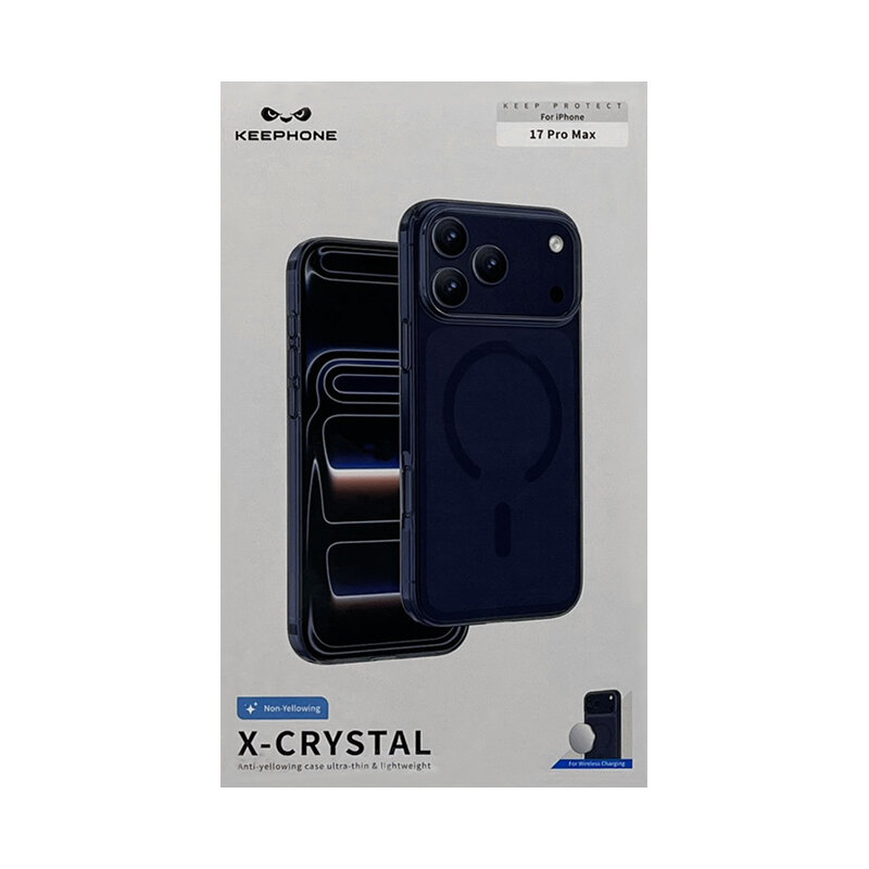 Чехол накладка 17 Pro Max KEEPHONE X-CRYSTAL Magsafe синий*