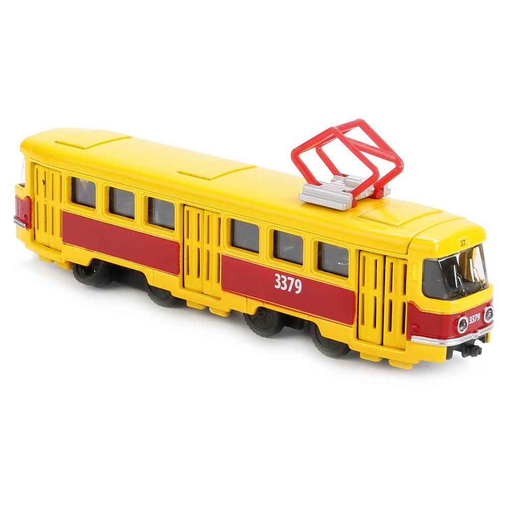 Игровой набор Трамвай с остановкой и аксессуарами, 16,5 см Технопарк