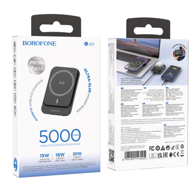 Повербанк для самолета Borofone 5000 BJ63 Magsafe черный