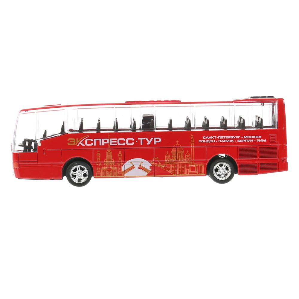 Модель машины Технопарк Рейсовый автобус, 16 см свет и звук, металл, инерция
