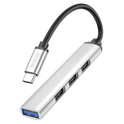 USB HUB разветвитель Hoco HB26 Type-C на 3 USB 2.0 + USB 3.0 серебро