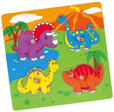 Пазлы для малышей Viga Динозавры 4 детали