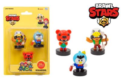 Штампики Brawl Stars, 3 шт. в блистере, Бо, Мистер Пи и Нита, 1/24 Штампики Brawl Stars, 3 шт. в блистере, Бо, Мистер Пи и Нита, 1/24