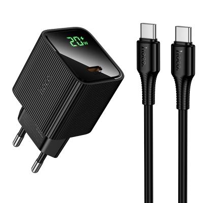 Зарядный блок с дисплеем и кабелем Type-C CS82A Hoco PD20W черное