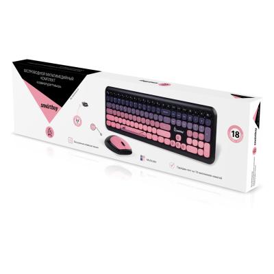 Клавиатура беспроводная + мышь Smartbuy SBC-666395AG-KP черно-розовый Клавиатура беспроводная + мышь Smartbuy SBC-666395AG-KP черно-розовый