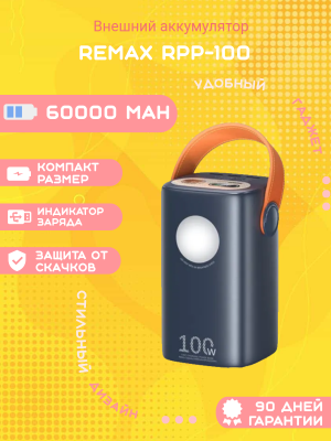 Внешний аккумулятор Remax RPP-100 60000mAh, синий