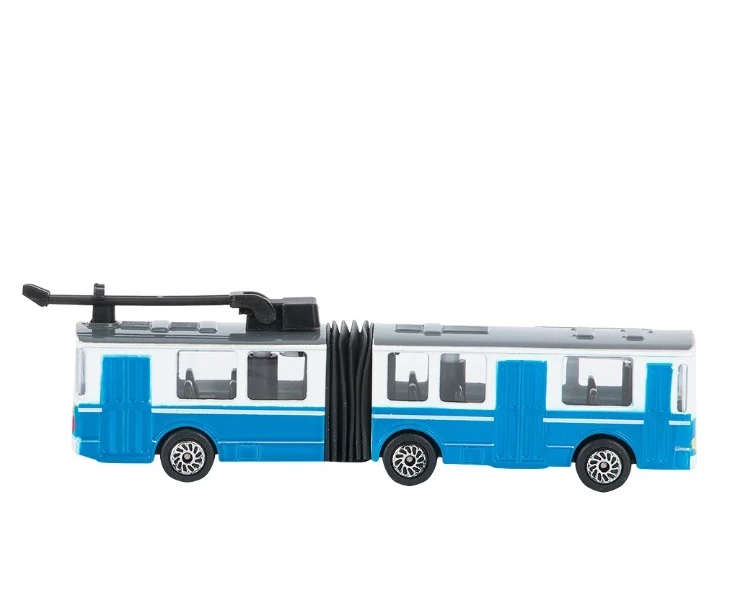 Троллейбус Технопарк с резинкой металлический, 12 см