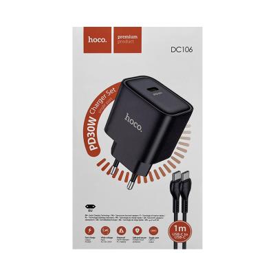 Сетевое зарядное устройство Hoco DC106+кабель Type-C черный