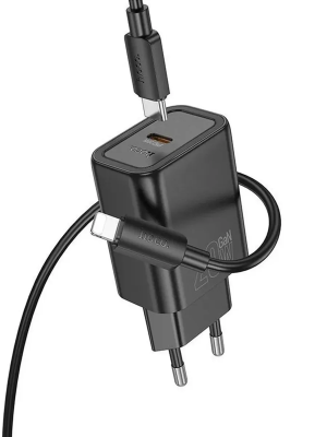 Зарядное устройство Hoco N60+кабель Type-/Lightning, черный