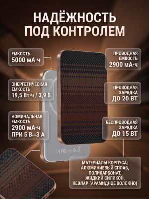 Кевларовый аккумулятор KEEPHONE BRENDY 5000 Magsafe коричневый узор