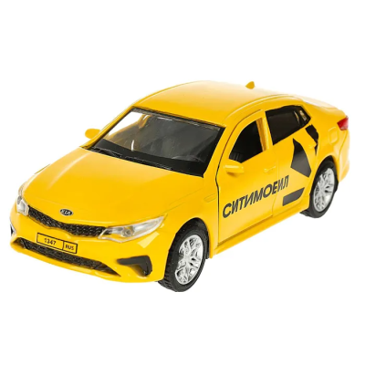 Автомобиль металлический инерционный Технопарк Kia Optima Ситимобил 12 см, желтый, OPTIMA-12TAX-CITI