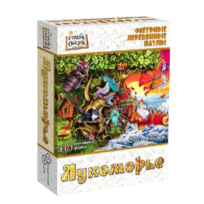 Фигурный деревянный пазл Страна сказок Лукоморье
