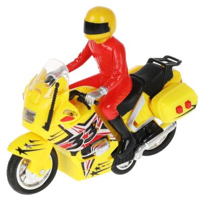 Машинка для мальчика Мотоцикл Спорт Технопарк детская модель коллекционная желтый 15 см*